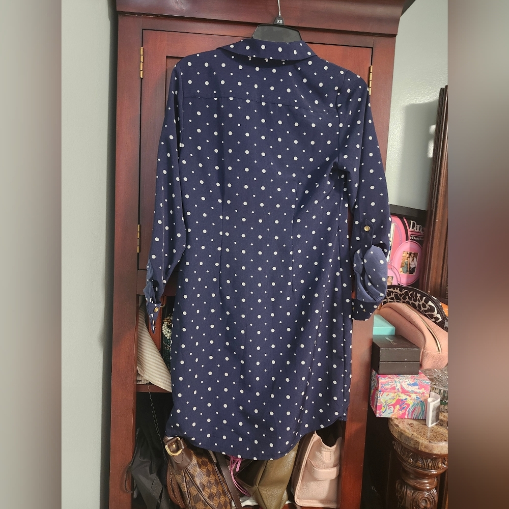 Navy Polka Dot Dress XS-S - Picture 9 of 11